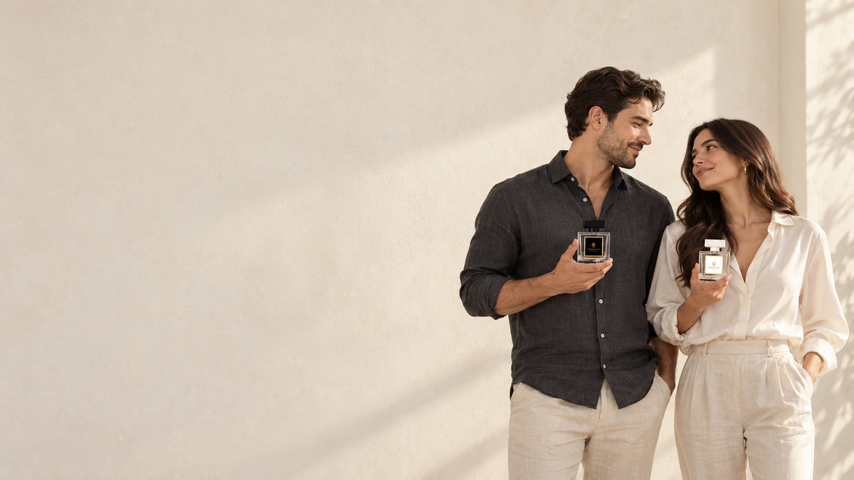 Pareja con perfumes Perfumara